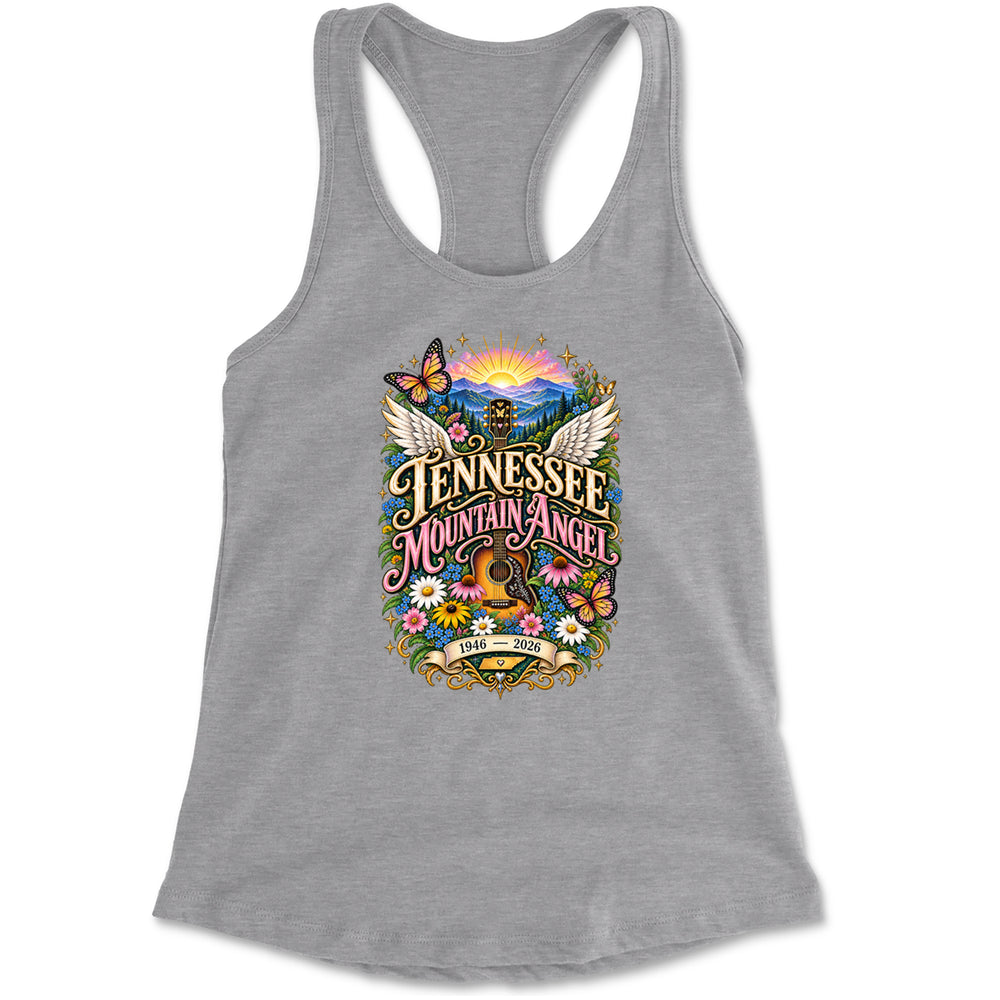 Tennessee Mountain Angel Wings Dolly Racerback Tank Top for Women Heather Grey