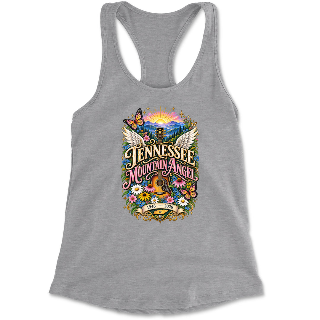 Tennessee Mountain Angel Wings Dolly Racerback Tank Top for Women Heather Grey