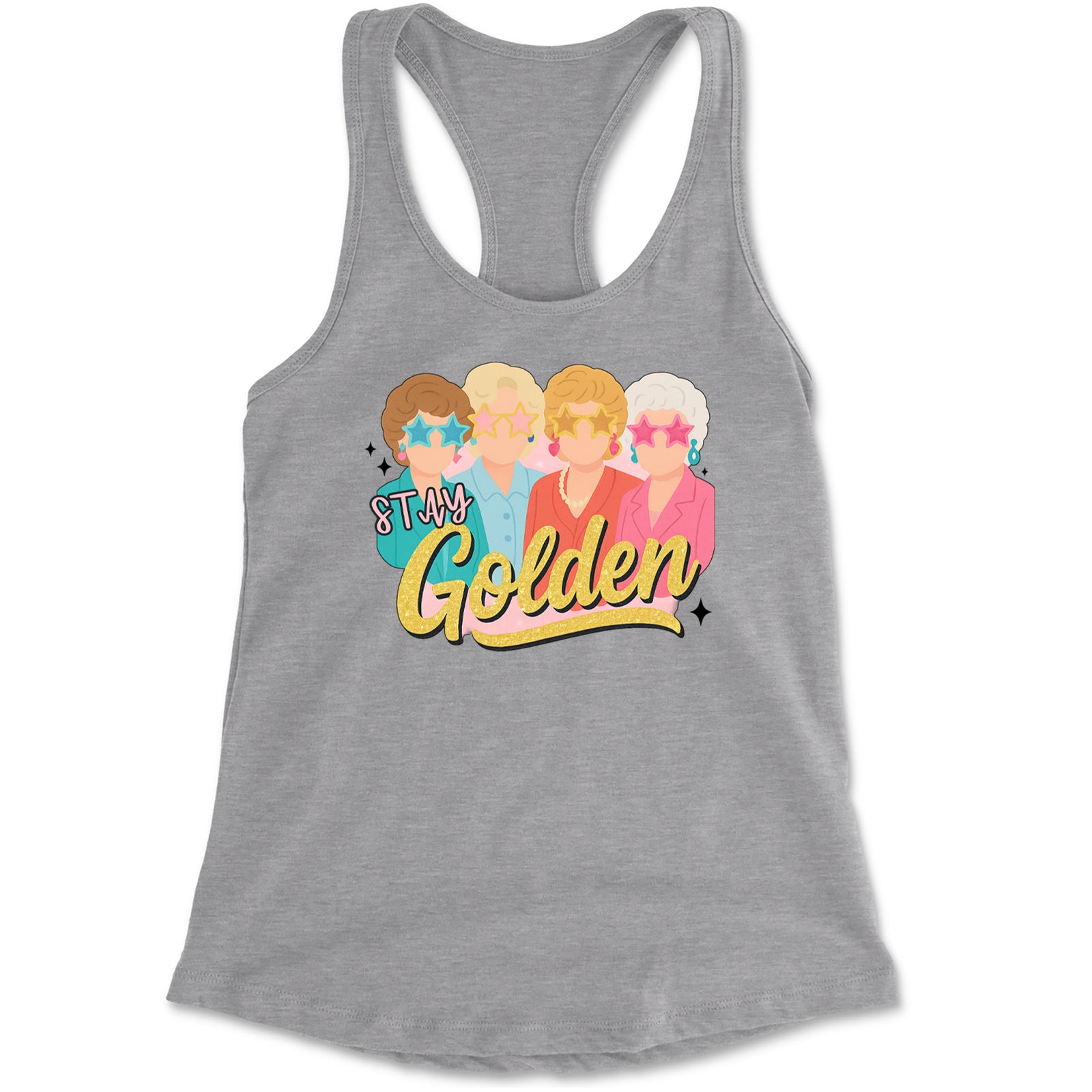 Stay Golden Girls Retro Racerback Tank Top for Women Black
