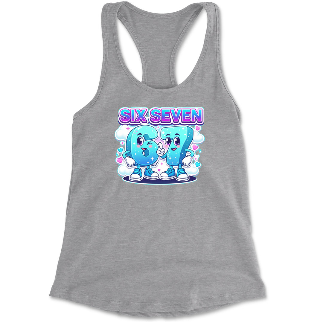 67 Six Seven Meme Kawaii Cloud Racerback Tank Top for Women Heather Grey