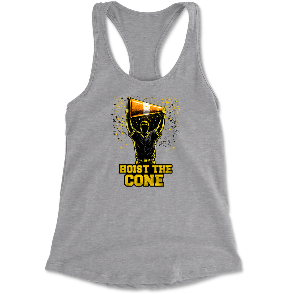 Hoist The Cone Pittsburgh Pride Racerback Tank Top for Women Heather Grey