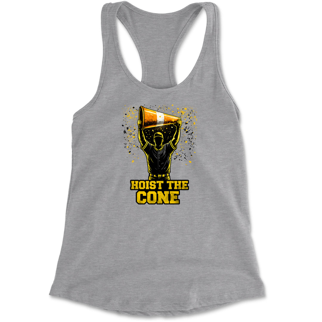 Hoist The Cone Pittsburgh Pride Racerback Tank Top for Women Heather Grey