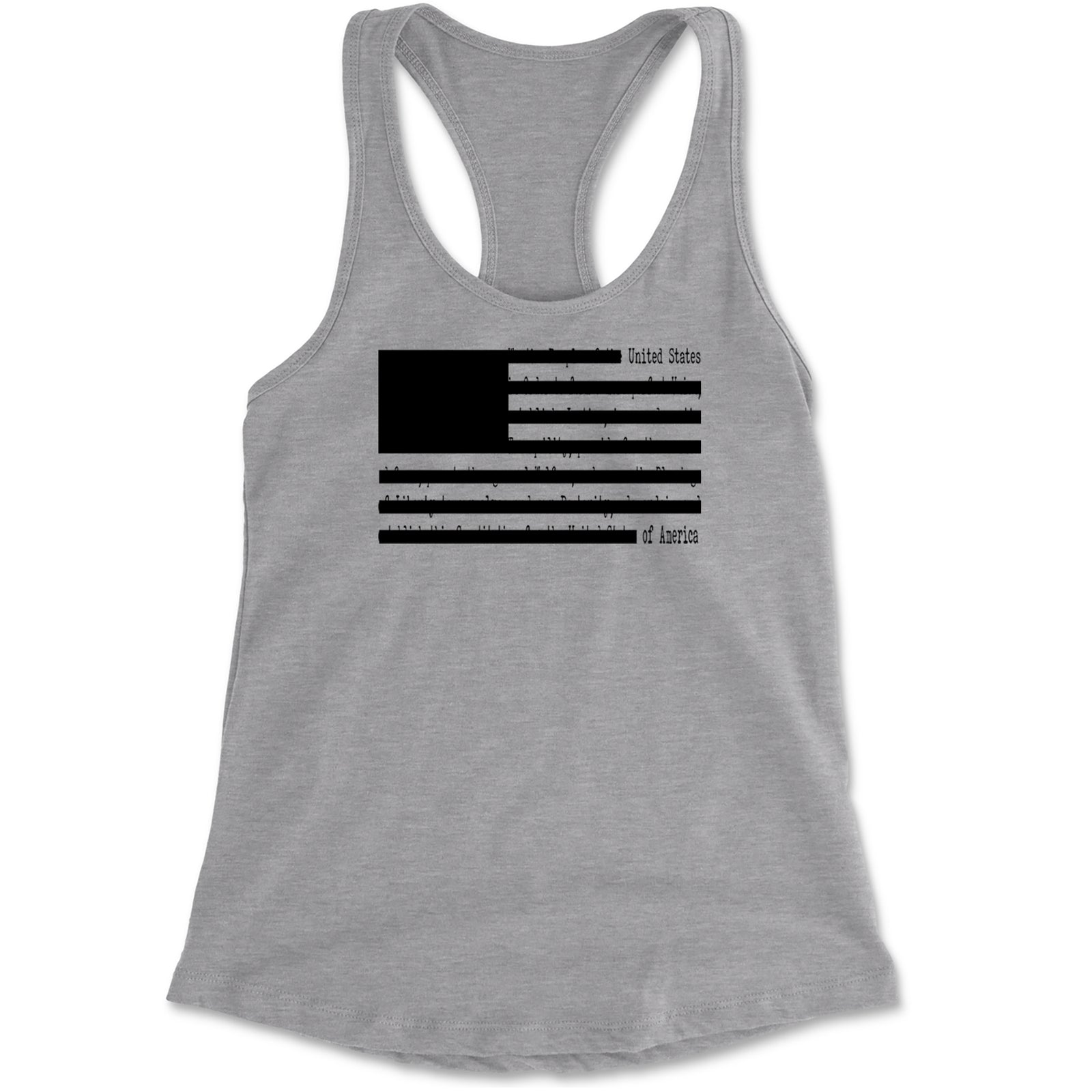 Redacted American Flag Racerback Tank Top for Women Heather Grey
