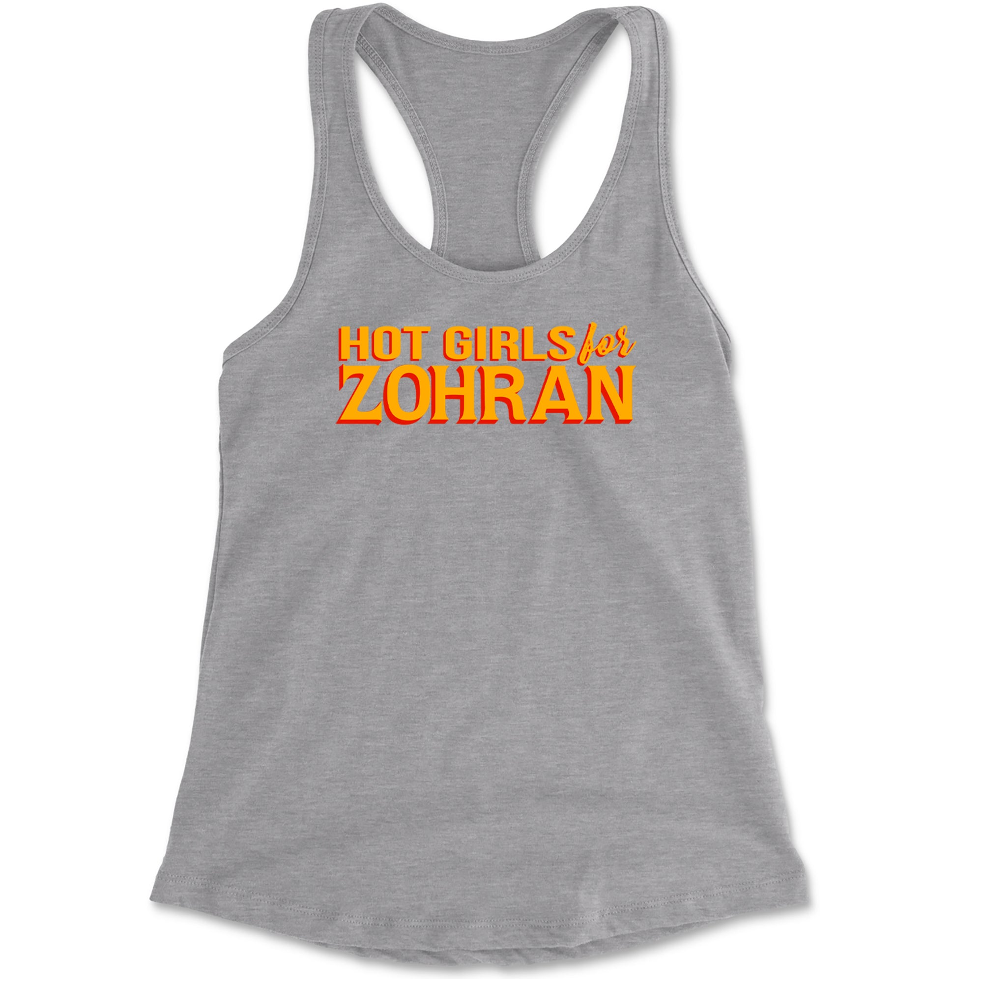 Hot Girls for Zohran Meme Racerback Tank Top for Women Heather Grey