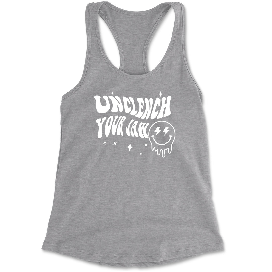 Unclench Your Jaw Festival Rave EDM Racerback Tank Top for Women Heather Grey