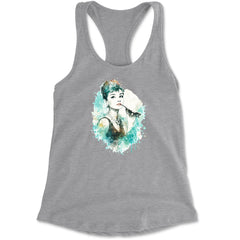 Mrs. Herpburn Iconic Watercolors Racerback Tank Top for Women Heather Grey