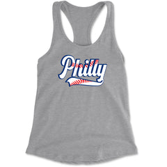 Philly Baseball Stitching Racerback Tank Top for Women Heather Grey