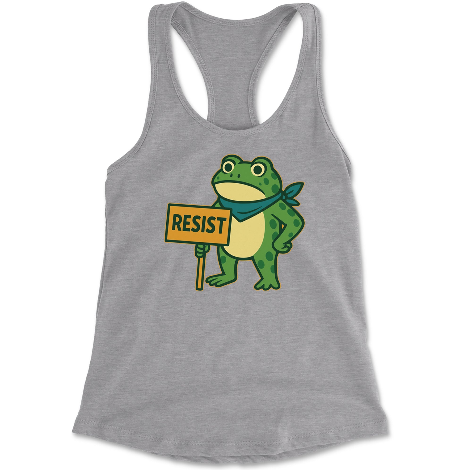 Sign Resist Meme Frog Protest Racerback Tank Top for Women Heather Grey