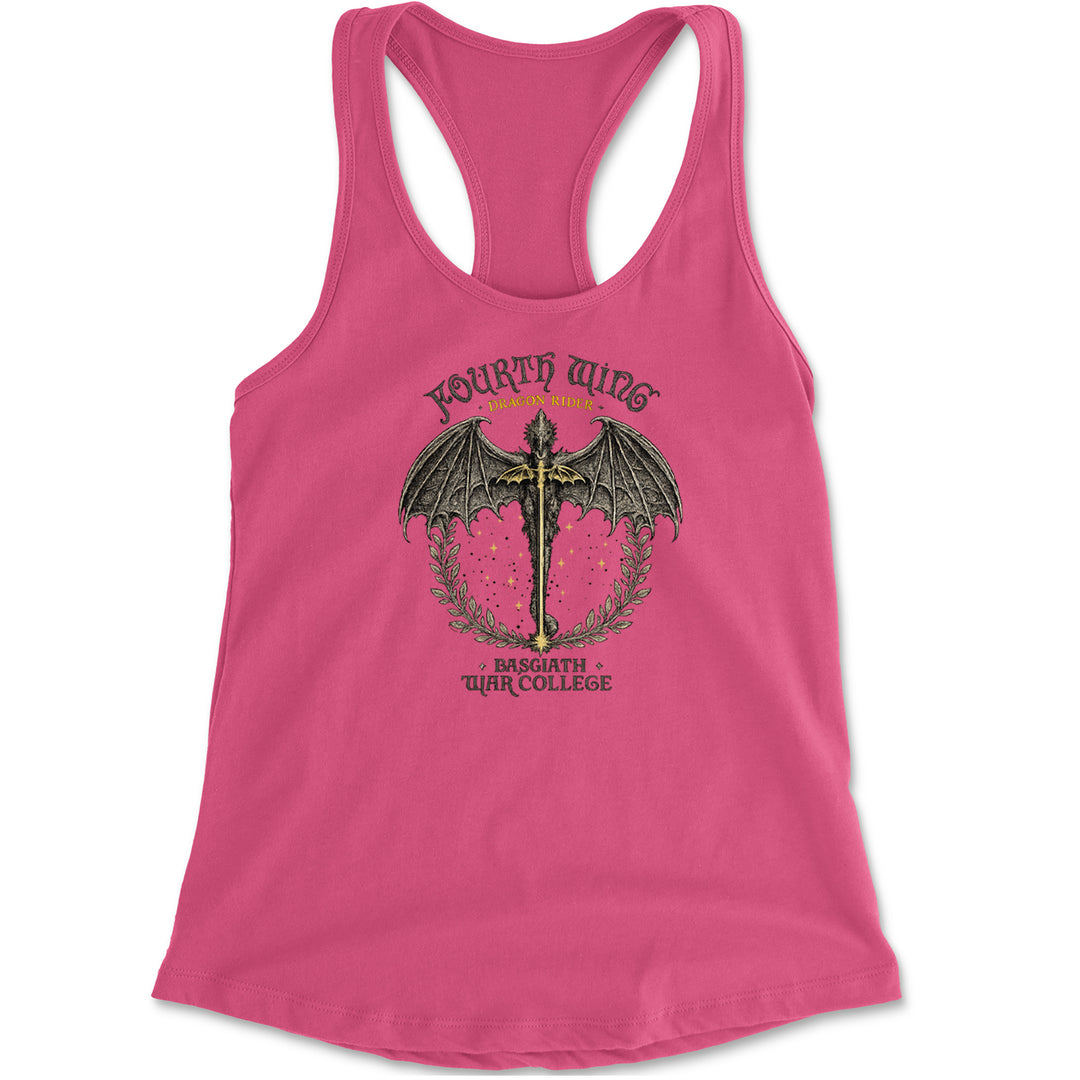 Fourth Wing Dragon Rider Vintage Basgiath War College Racerback Tank Top for Women Hot Pink