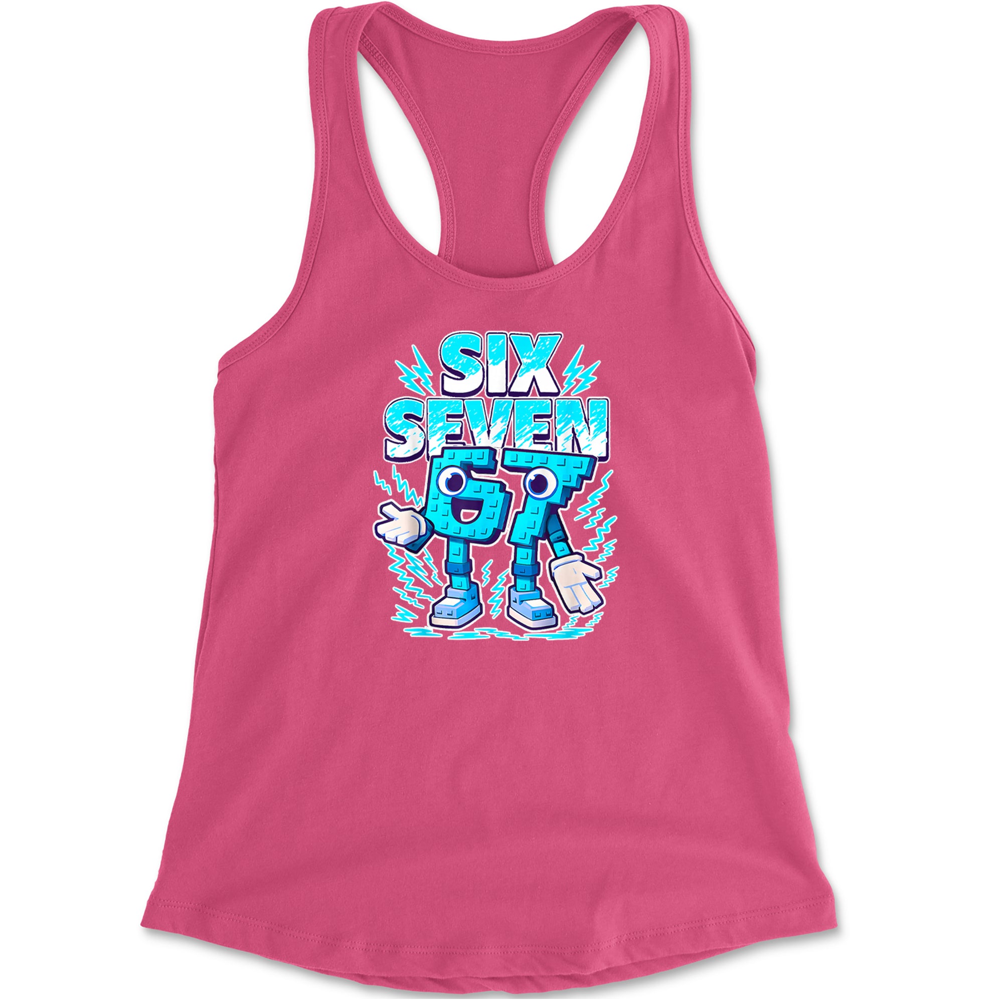 67 Brainrot Meme Slang Racerback Tank Top for Women Hot Pink