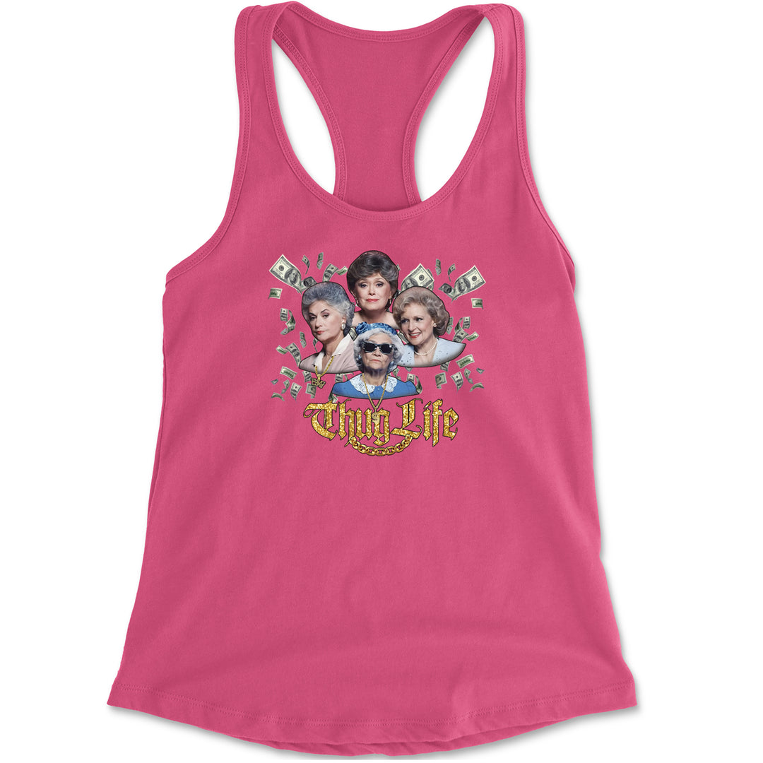 Golden Chain Thug Life Girls Racerback Tank Top for Women Hot Pink
