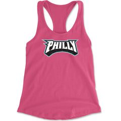 Philly Bold Block Throwback Racerback Tank Top for Women Hot Pink
