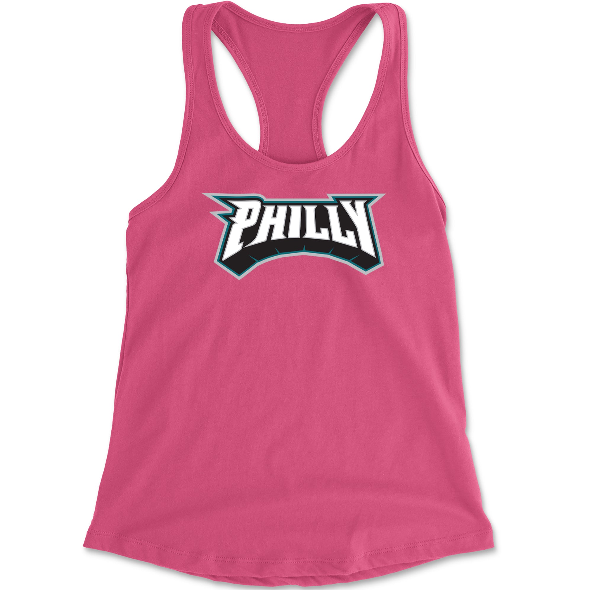 Philly Bold Block Throwback Racerback Tank Top for Women Hot Pink