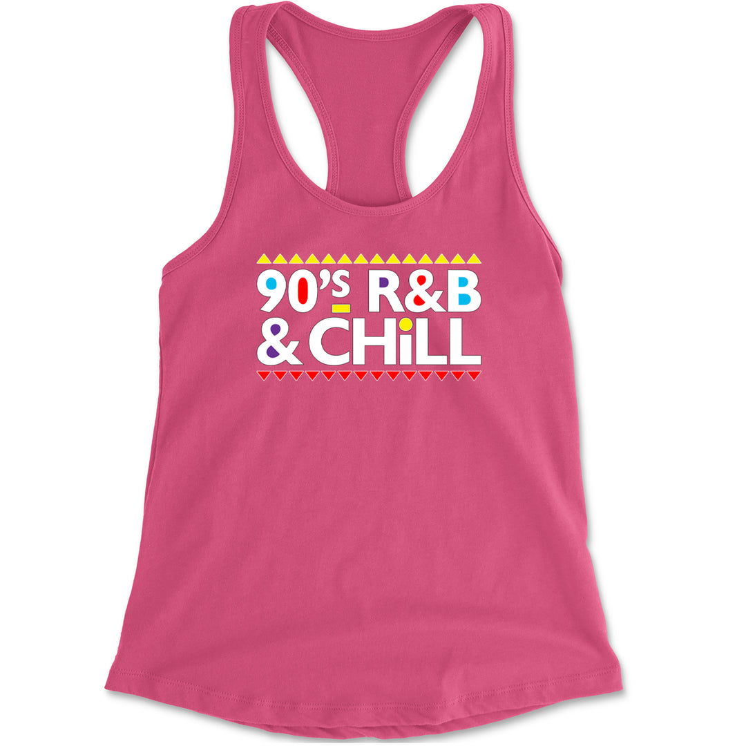 90s R&B and Chill Retro Throwback Racerback Tank Top for Women Hot Pink