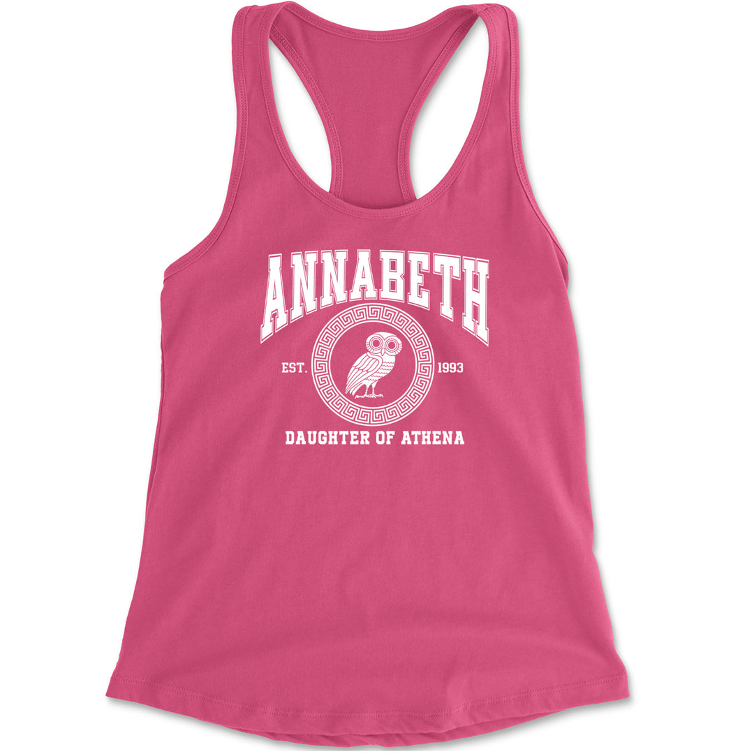 Annabeth Daughter of Athena Owl Wisdom Racerback Tank Top for Women Hot Pink