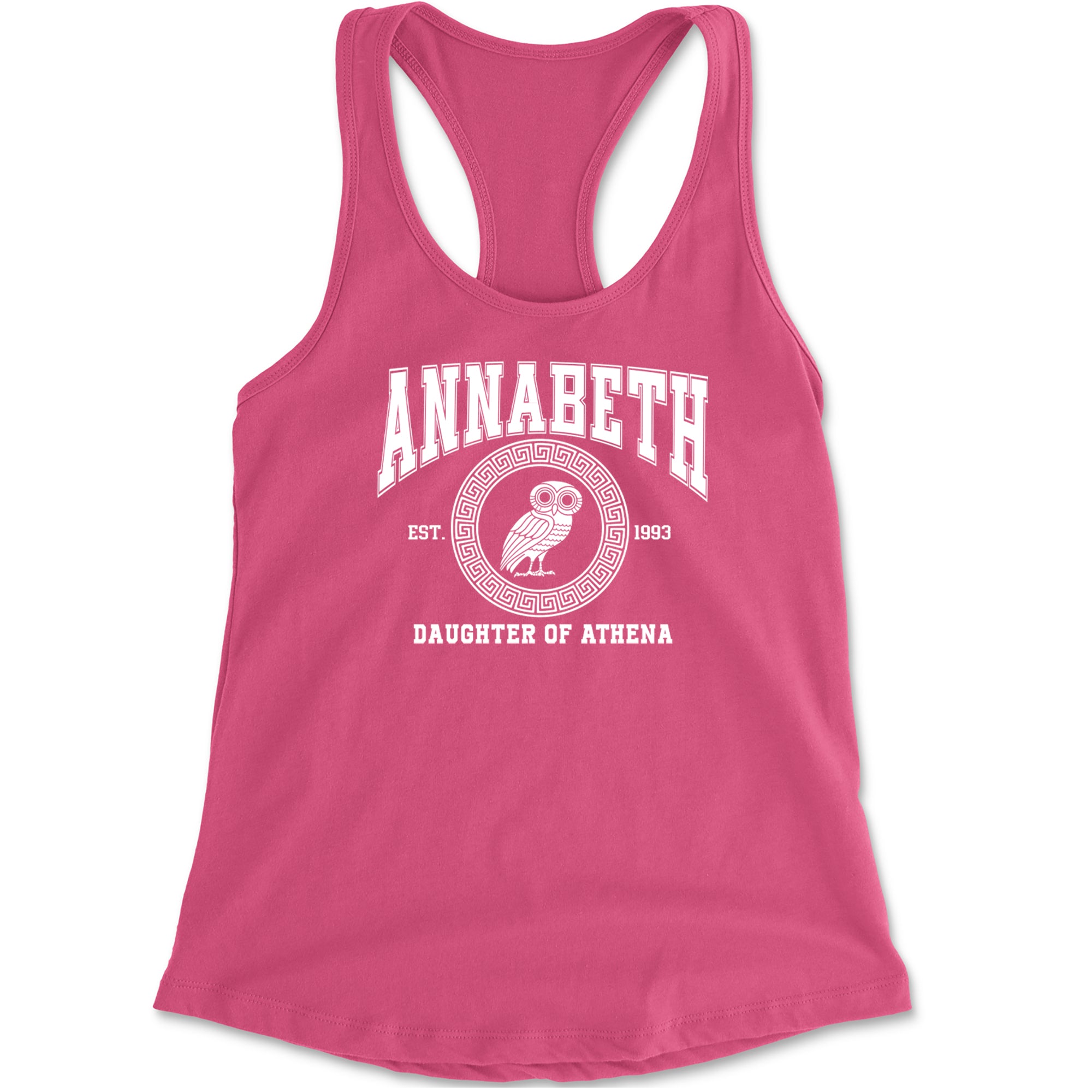 Annabeth Daughter of Athena Owl Wisdom Racerback Tank Top for Women Hot Pink