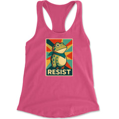 Resist Portland Protest Frog Racerback Tank Top for Women Hot Pink