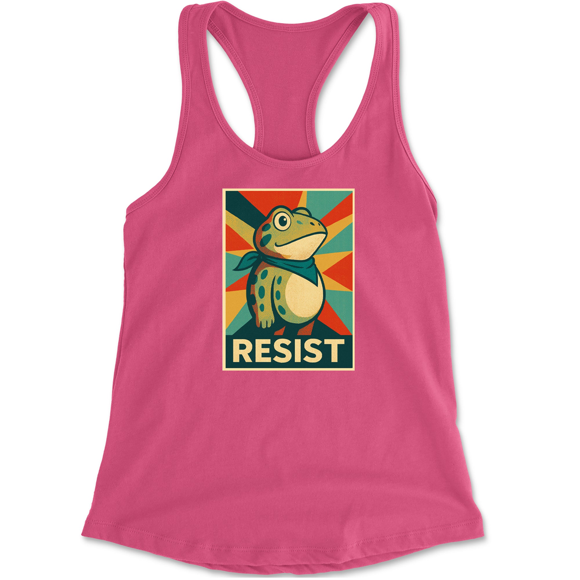 Resist Portland Protest Frog Racerback Tank Top for Women Hot Pink
