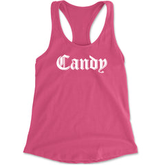 Candy Gothic Lettering Racerback Tank Top for Women Hot Pink