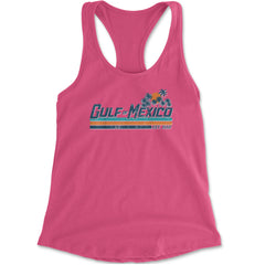 Gulf Of Mexico Established Year 1550 Racerback Tank Top for Women Hot Pink