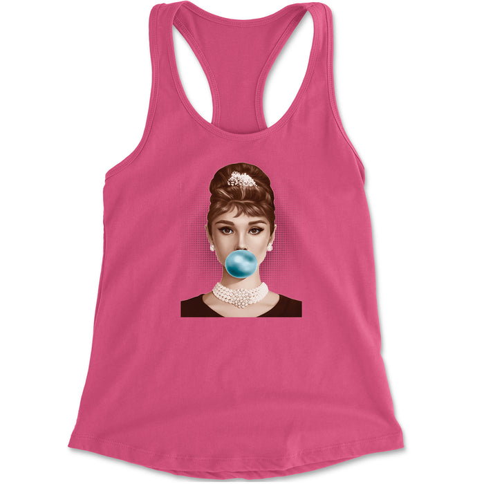 Audrey Hepburn Chewing Bubble Gum American Icon Racerback Tank Top for Women