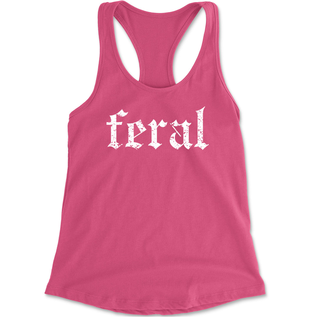 Feral Club Rat Festival Rave EDM Racerback Tank Top for Women Hot Pink