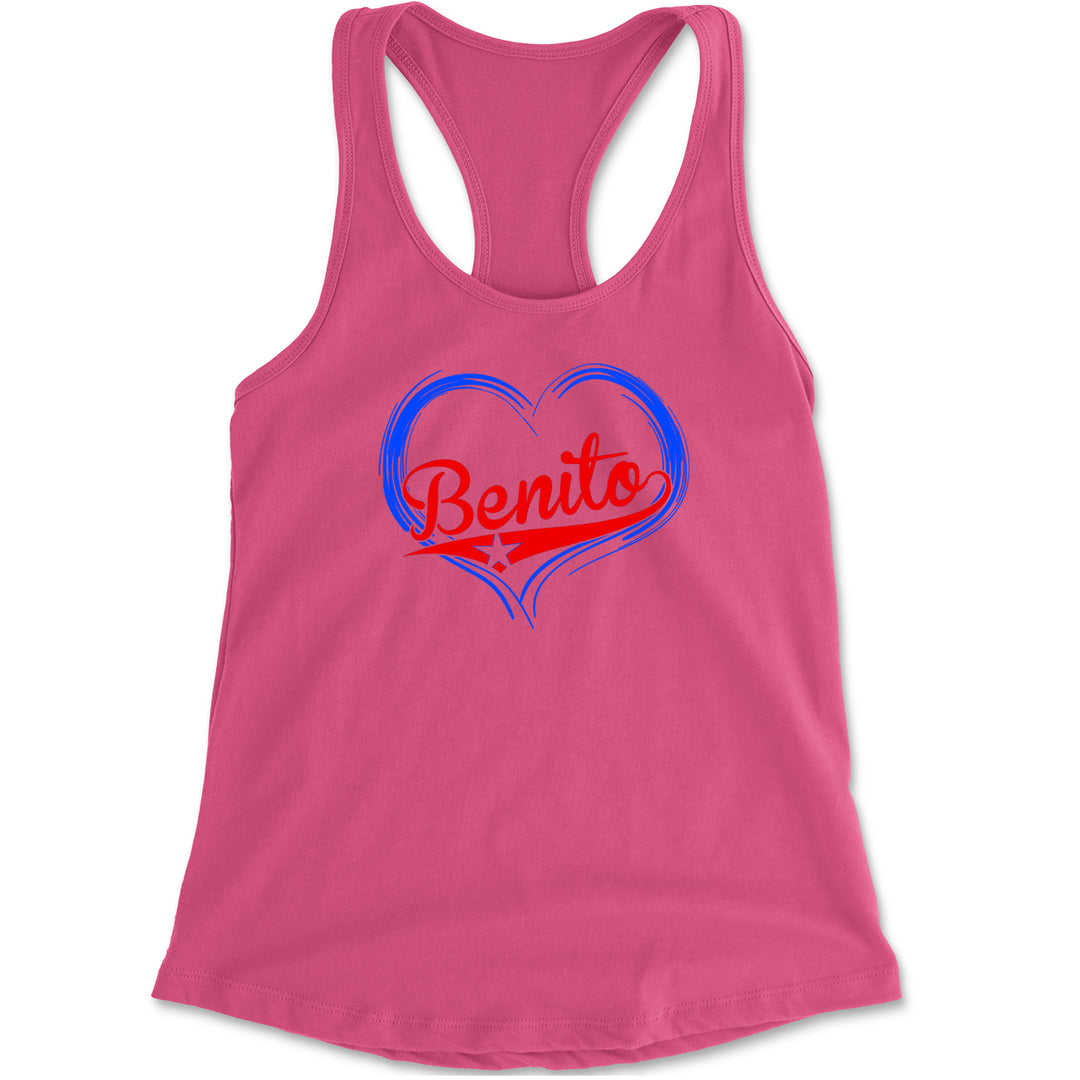 Benito Heart Puerto Rico Racerback Tank Top for Women Hot Pink