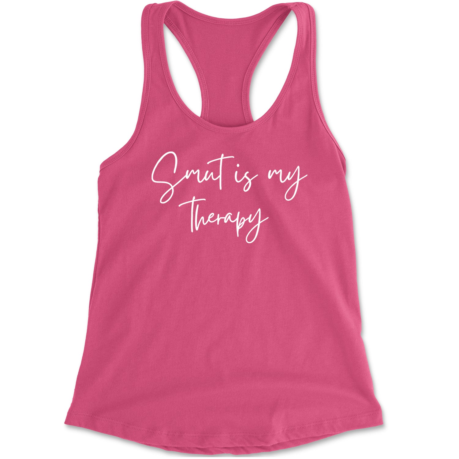 Smut Is My Therapy Romantasy Racerback Tank Top for Women Hot Pink