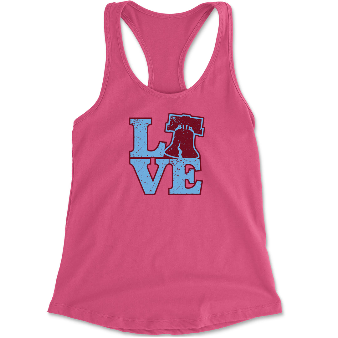 Love Philly Liberty Bell Racerback Tank Top for Women Hot Pink