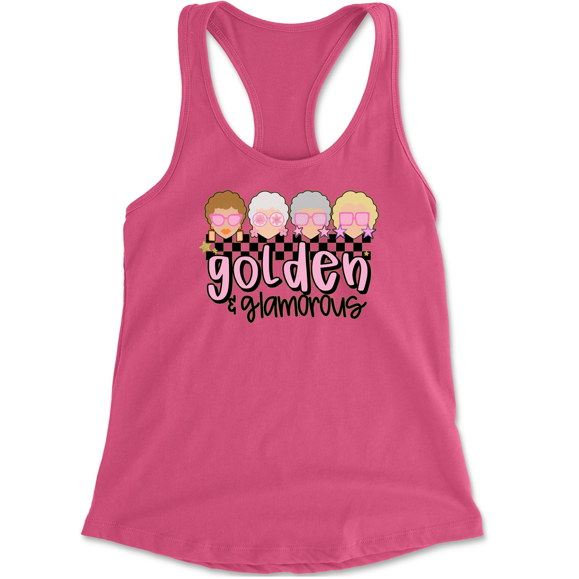 Golden And Glamorous Golden Girls Racerback Tank Top for Women Hot Pink