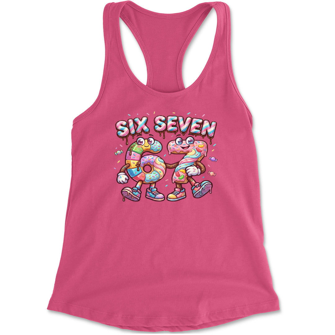 67 Candy Swirl Meme Racerback Tank Top for Women Hot Pink