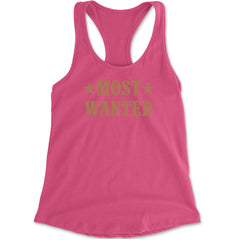 Most Wanted Cowboy Racerback Tank Top for Women Hot Pink