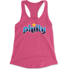Skyline Philly Philadelphia Racerback Tank Top for Women Hot Pink