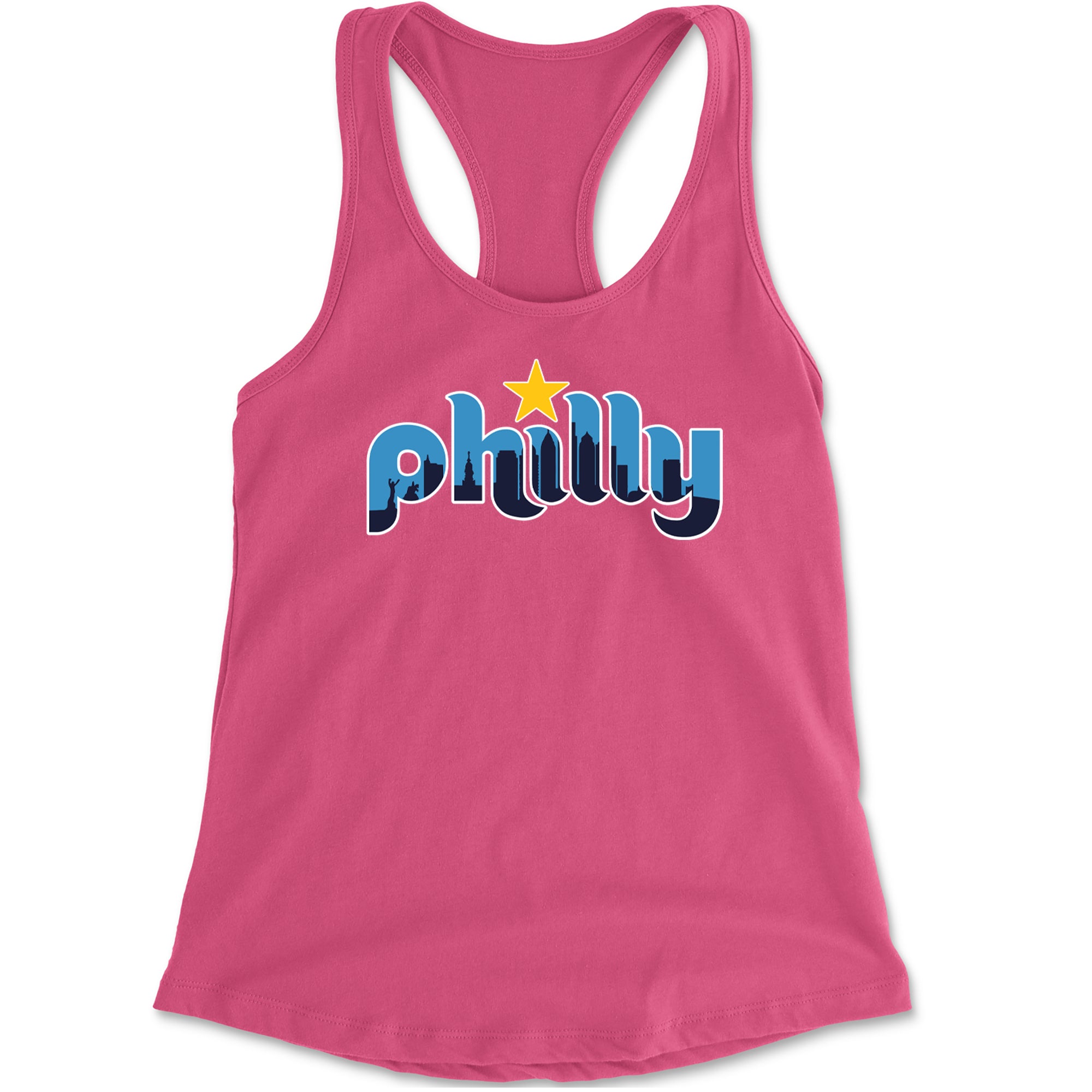 Skyline Philly Philadelphia Racerback Tank Top for Women Hot Pink