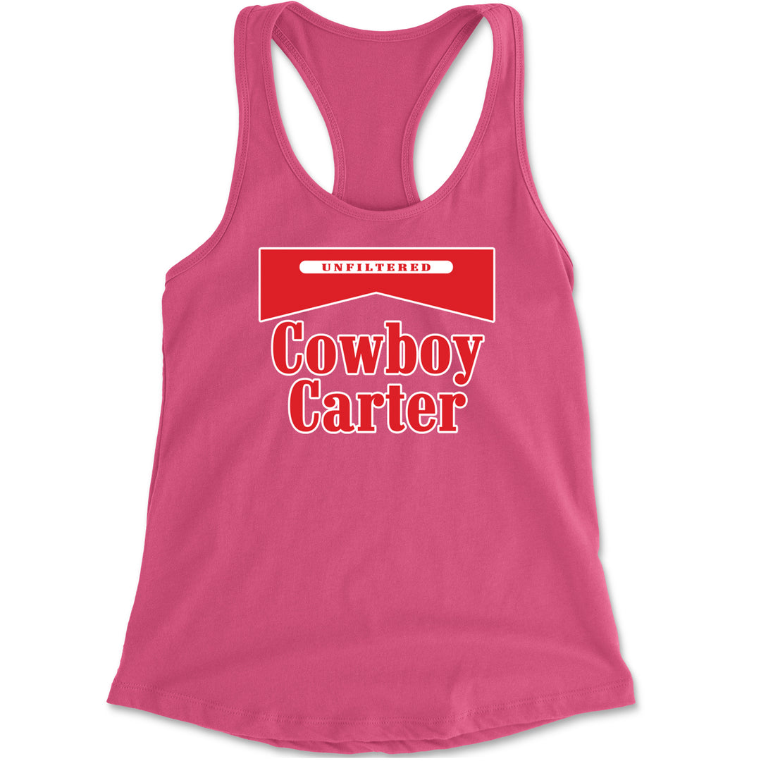 Cowboy Karter Country Act Two Racerback Tank Top for Women Hot Pink