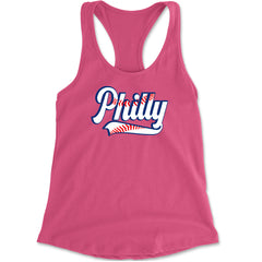 Philly Baseball Stitching Racerback Tank Top for Women Hot Pink