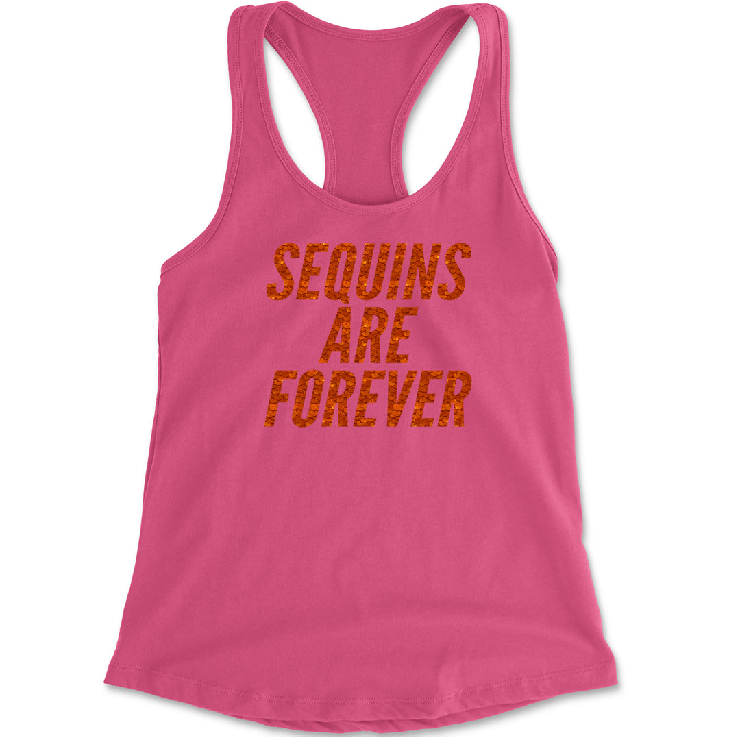 Sequins Are Forever Retro Glam Racerback Tank Top for Women Hot Pink
