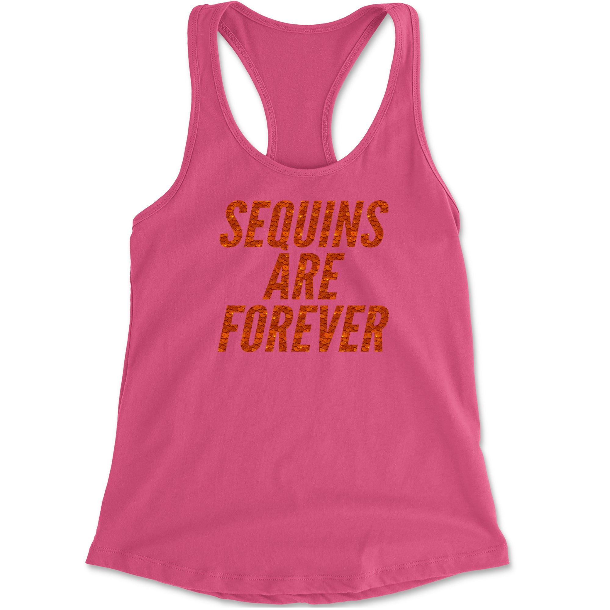 Sequins Are Forever Retro Glam Racerback Tank Top for Women Hot Pink
