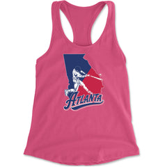 Atlanta Georgia Batter Up Racerback Tank Top for Women Hot Pink
