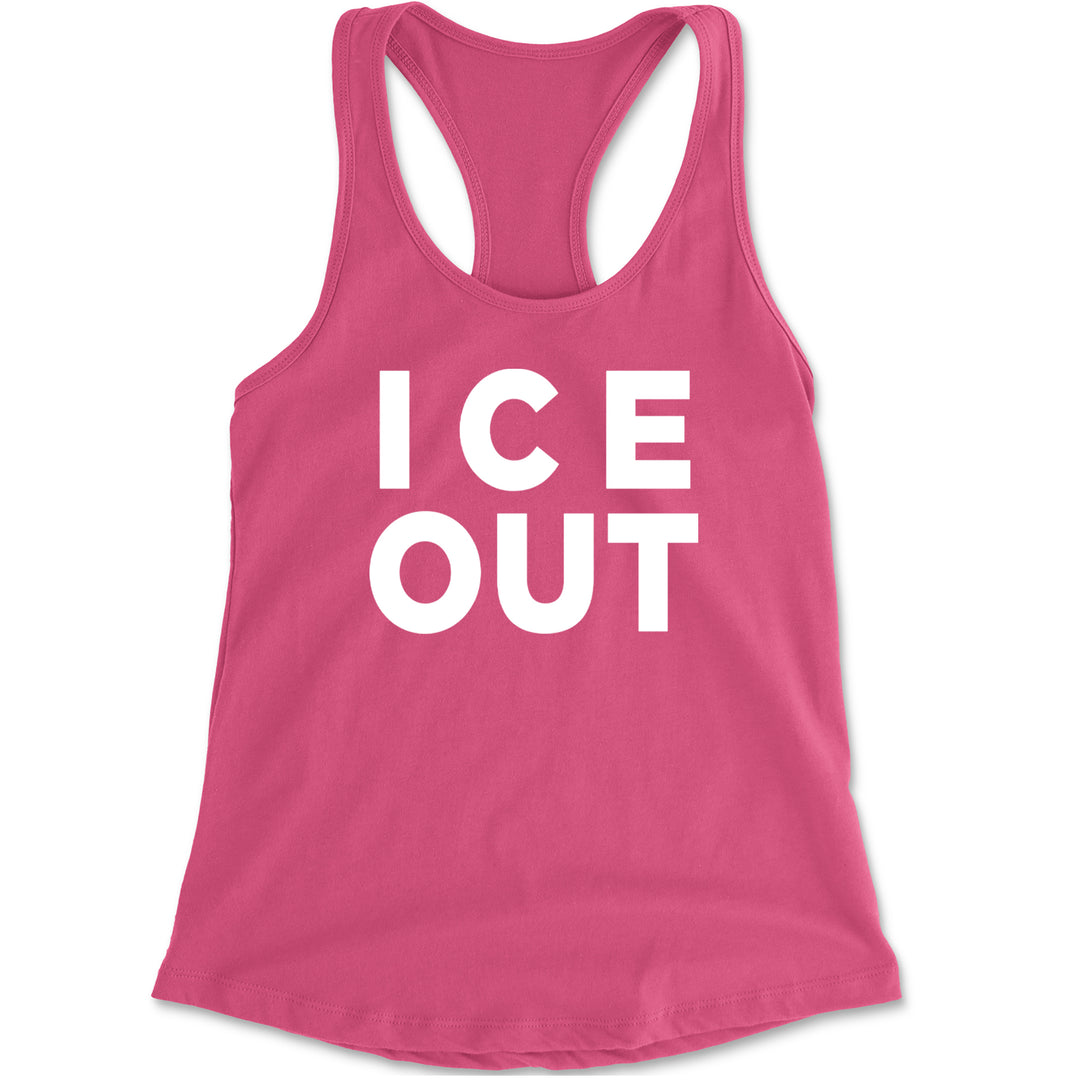 Ice Out Protest Racerback Tank Top for Women Hot Pink