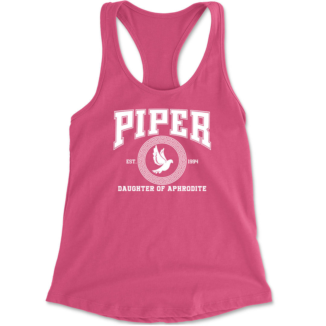 Piper Daughter of Aphrodite Rebel Heart Racerback Tank Top for Women Hot Pink