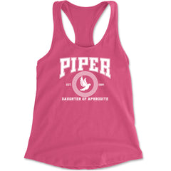 Piper Daughter of Aphrodite Rebel Heart Racerback Tank Top for Women Hot Pink