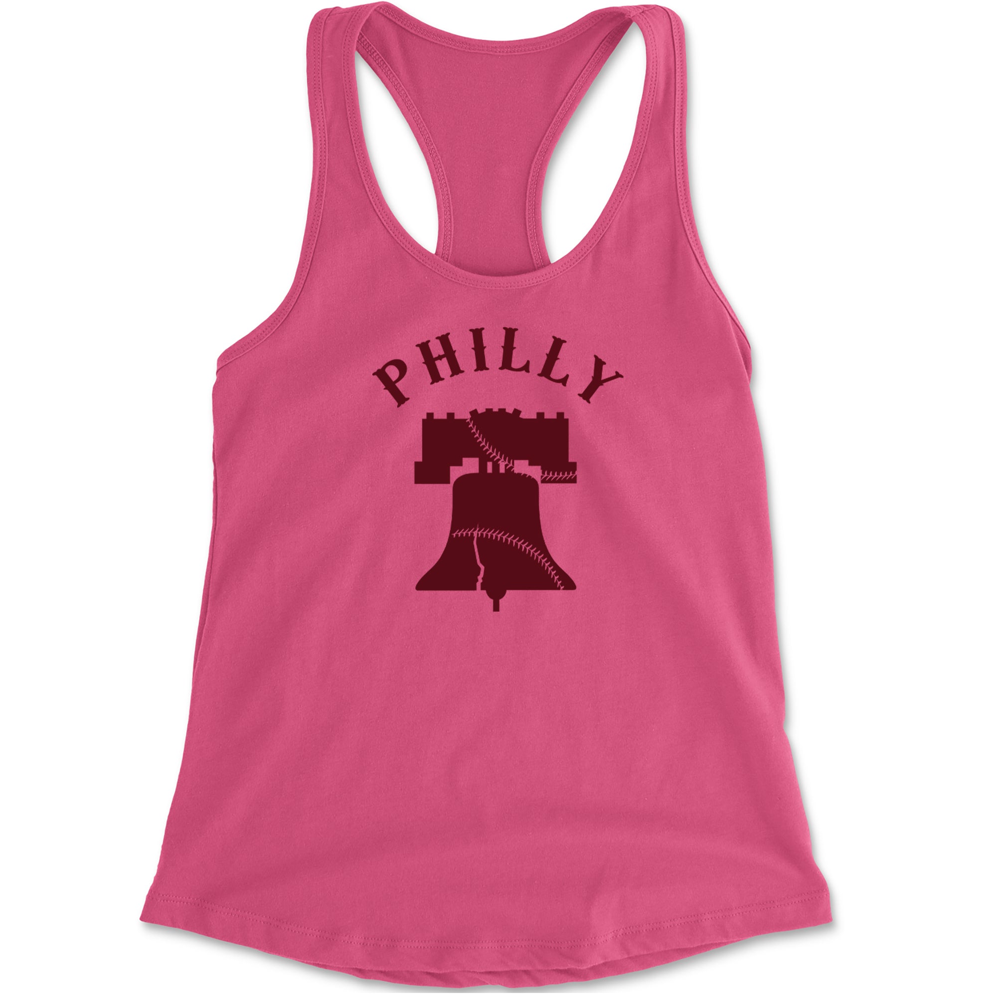 Philly Cracked Liberty Bell Racerback Tank Top for Women Hot Pink