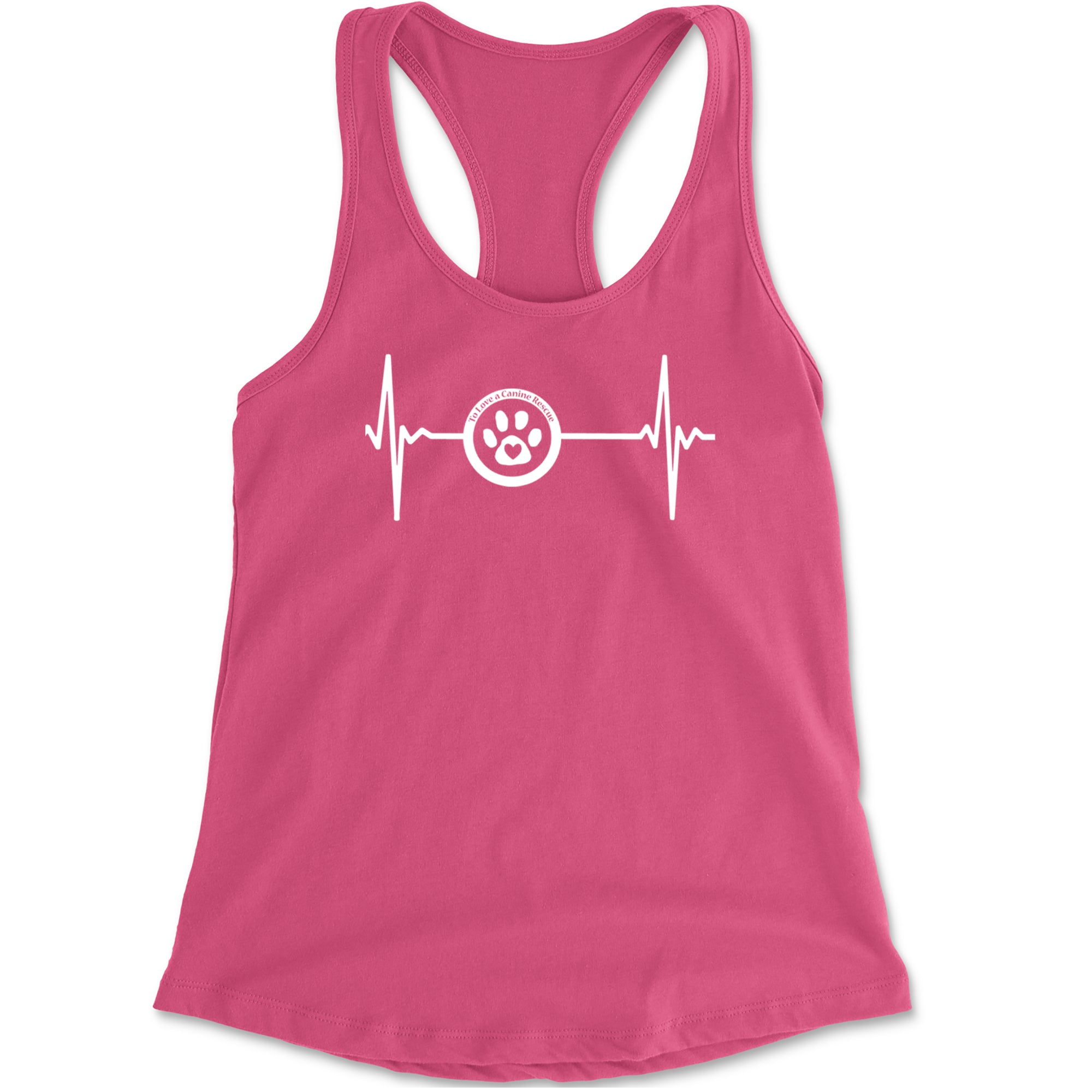 TLC Rescue Heartbeat Racerback Tank Top for Women Hot Pink