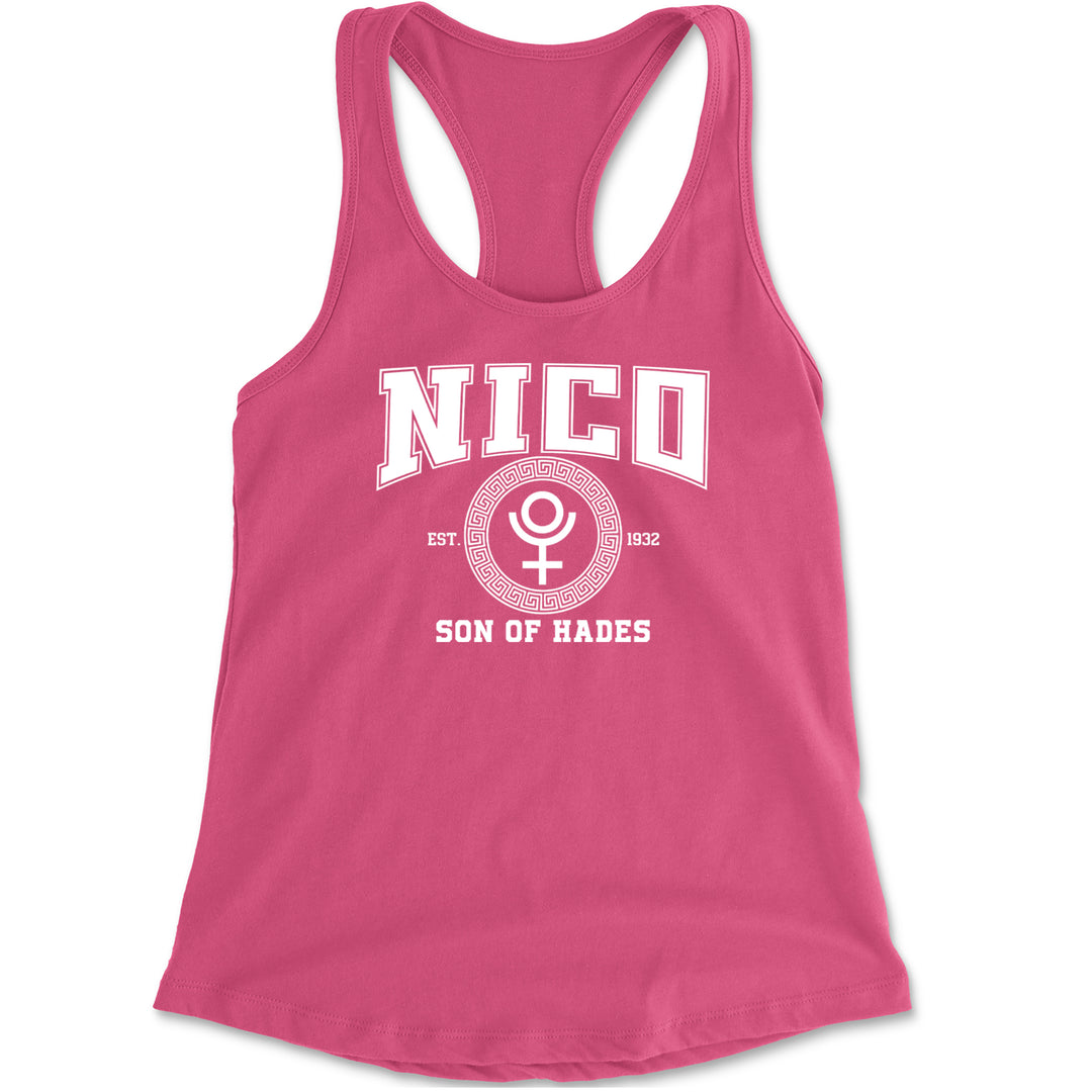 Nico Son of Hades Underworld Crest Racerback Tank Top for Women Hot Pink