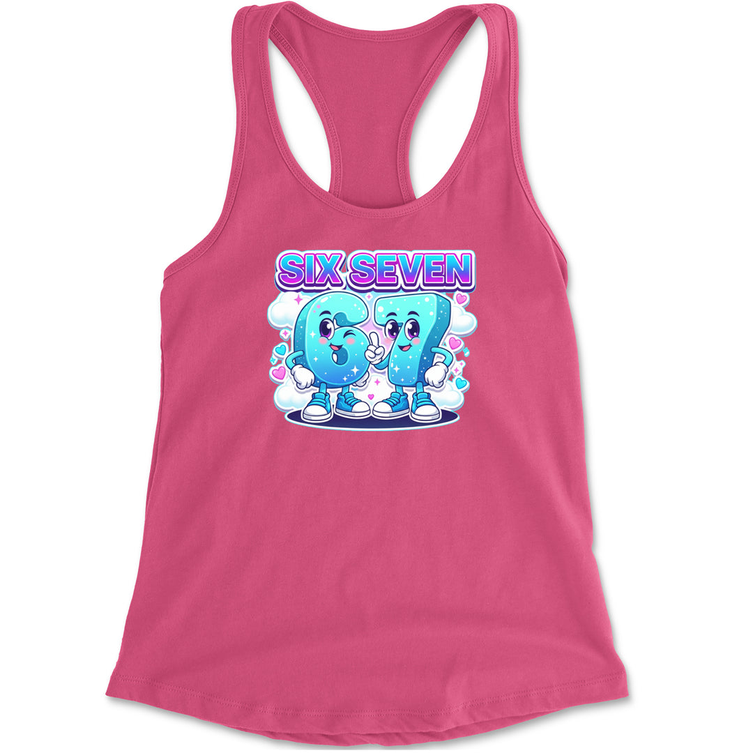67 Six Seven Meme Kawaii Cloud Racerback Tank Top for Women Hot Pink