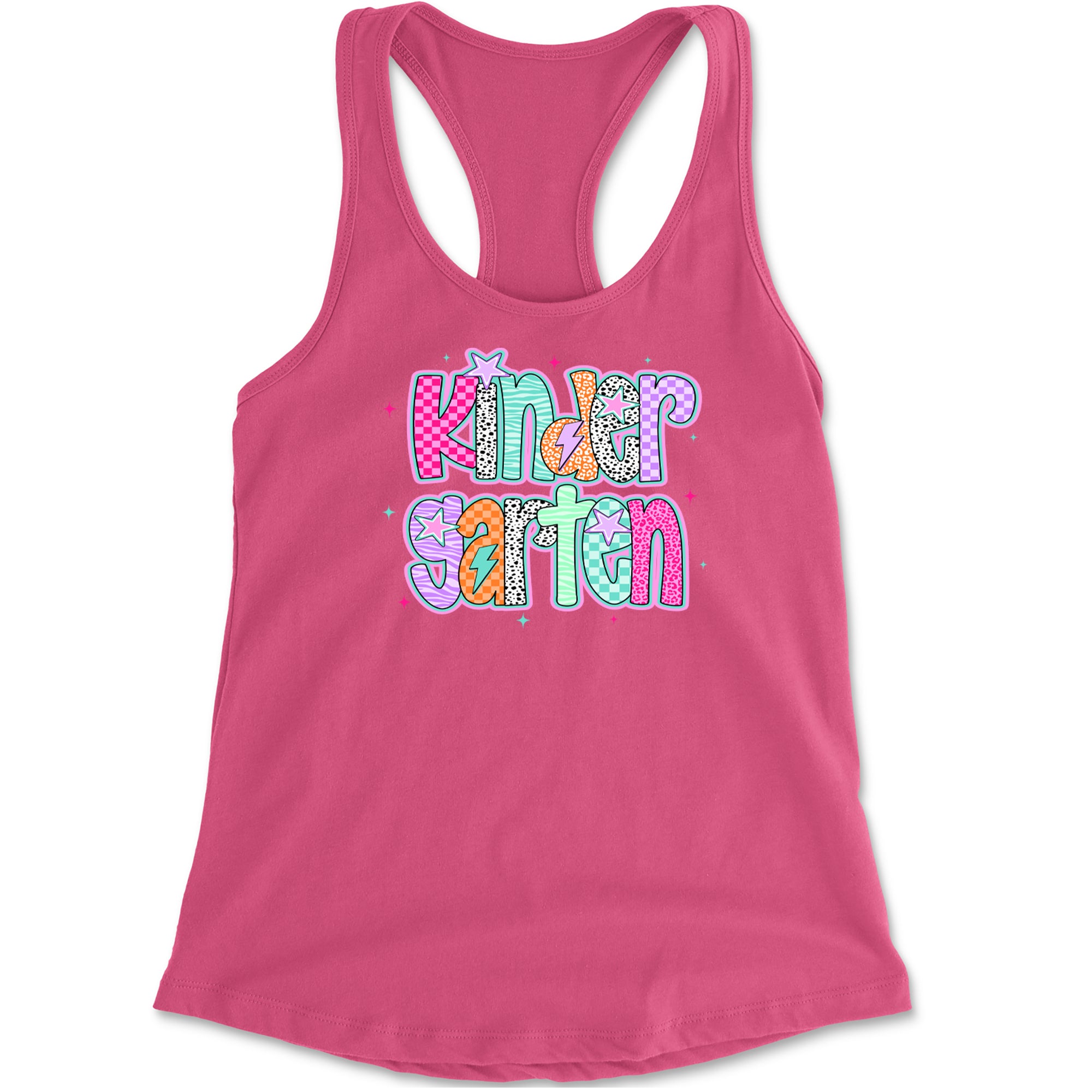 Kindergarten Cutie Colorful Back to School Racerback Tank Top for Women Hot Pink