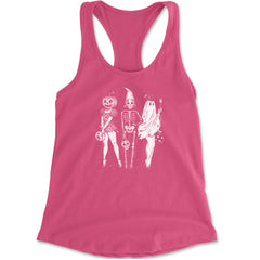 Vintage Spooky Squad Pinup Halloween Design Racerback Tank Top for Women Hot Pink