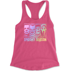 Spooky Season Horror Icons Halloween Racerback Tank Top for Women Hot Pink
