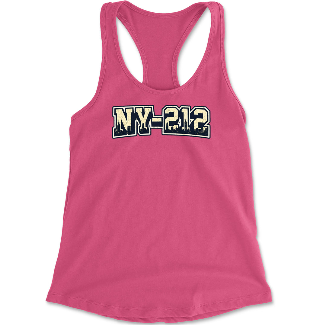 New York City 212 Area Code Skyline  Racerback Tank Top for Women Hot Pink